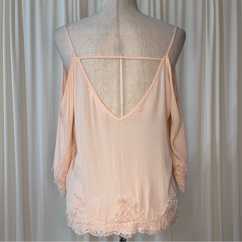 Astr the Label Silk Blend Off-Shoulder Top with Lace Trim - Picture 2 of 5